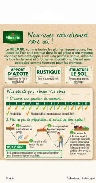 Engrais verts - Engrais vert Trèfle blanc - BIO - Petit Modèle - MEDIA_PACKAGING_VERSO